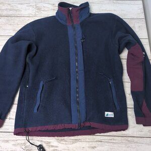 Vtg 90's MEC Mountain Equipment Coop Blue and Maroon Fleece Jacket Men Large